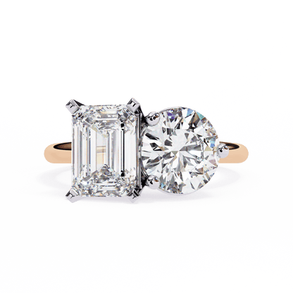 Round and Radiant Pair Solitaire Ring