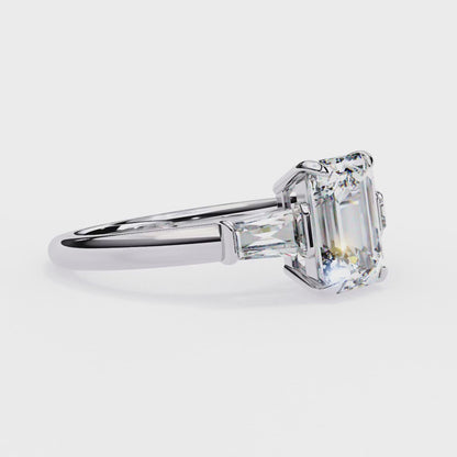 Everbright Emerald Cut Three Stone Solitaire Ring
