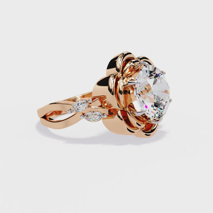 Rose Petals 2.07 Carat Round Solitaire Ring