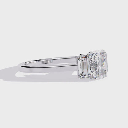 Radiant Cut Three-Stone Solitaire Ring