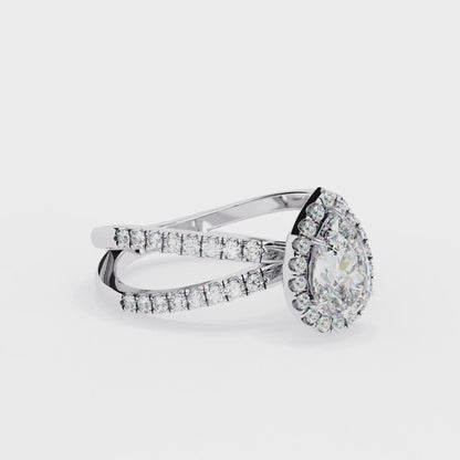 Halo Pear Shape 1.2 Carat Solitaire Ring
