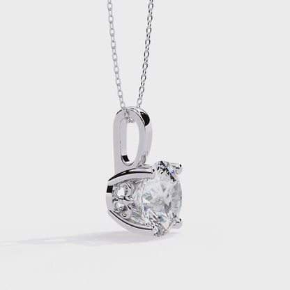 3.01 Carat Single Solitaire Round Pendant