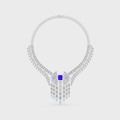 Majestic Royal Sapphire & Diamond Bridal Necklace - Price On Request