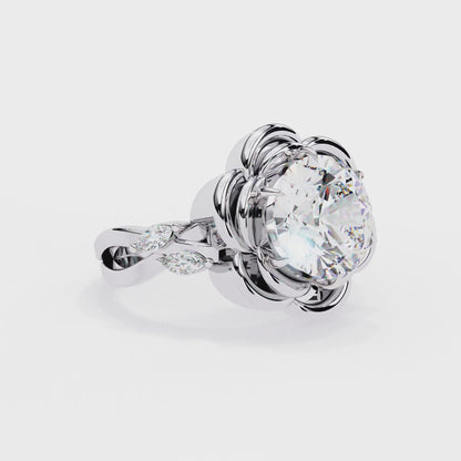 Rose Petals 2.07 Carat Round Solitaire Ring