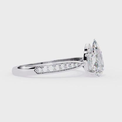 Little Drop Pear Solitaire Ring
