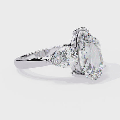 Three Droplets Pear Shape Solitaire Ring