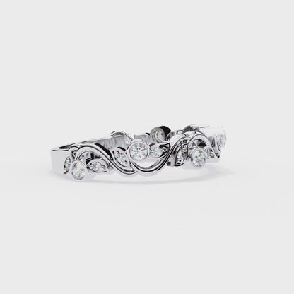 Camelia Crest Diamond Band Ring