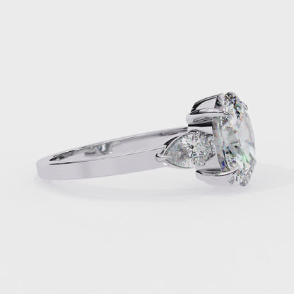 Bold Oval Three Stone Solitaire Ring