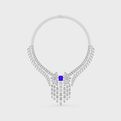 Majestic Royal Sapphire & Diamond Bridal Necklace - Price On Request